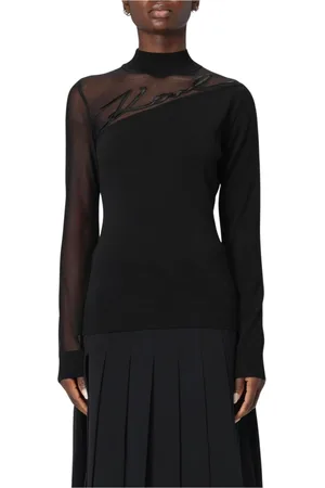 Karl Lagerfeld Strik, Dame, Sort, M, Signatur Mesh Strik Top