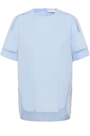 INWEAR Top, Dame, Blå, S, Uld, Oversized Tee med Halve Ærmer