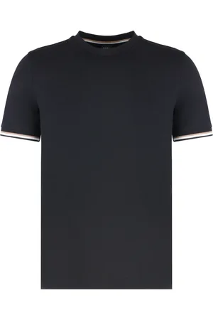 HUGO BOSS Top, Herre, Sort, 3XL, Bomuld, Ribbet Crew-Neck Bomulds T-shirt