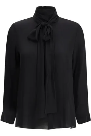 Khaite Bluser & Skjorter, Dame, Sort, L, Silkeskjorte med selvbinderkrave