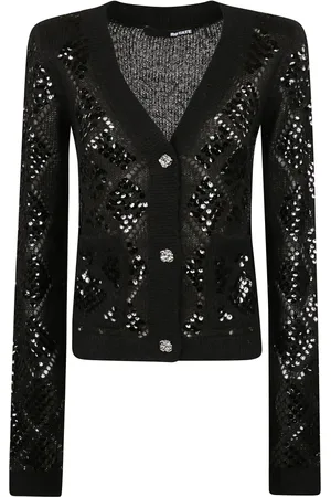 ROTATE Strik, Dame, Sort, L, Sort paliet cardigan sweater