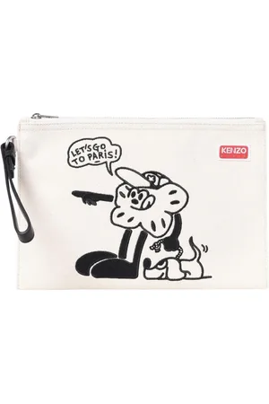 Kenzo Taske, Dame, Hvid, ONE SIZE, Uld, Stilfuld Cartoon Clutch Taske