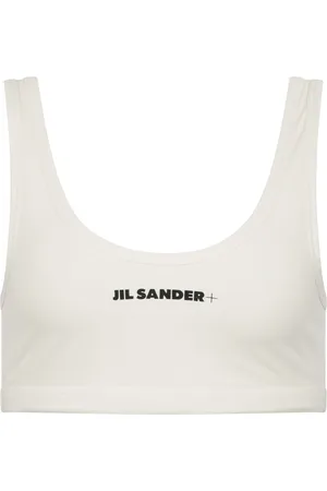 Jil Sander Badetøj, Dame, , S, Uld, Hvid Bikini Sæt med Centralt Logo