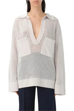 Allude Strik, Dame, , XS, Cashmere, Mesh Strik V-Hals Sweater