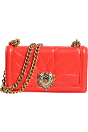 Dolce & Gabbana Taske, Dame, Rød, ONE SIZE, Uld, Rød Quiltet Devotion Crossbody Telefon Taske