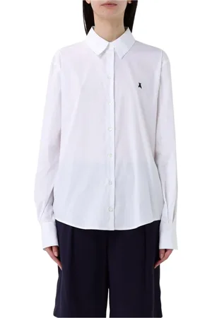 Patrizia Pepe Bluser & Skjorter, Dame, Hvid, XS, Bomuld, Blå Poplin Skjorte Klassisk Design