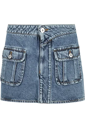 J.W.Anderson Nederdel, Dame, Blå, S, Denim, Denim trapez mini nederdel med forlommer