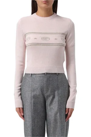 Chiara Ferragni Strik, Dame, Lyserød, L, Uld, Lyserød Logo Strik Trøje