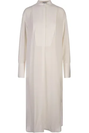 Alexander McQueen Kjole, Dame, Hvid, XS, Hvid Georgette Skjortekjole til Kvinder