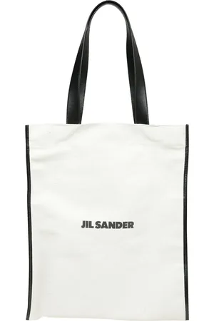 Jil Sander Taske, Herre, Hvid, ONE SIZE, Bomuld, Beige og sort bomuldsshopper taske