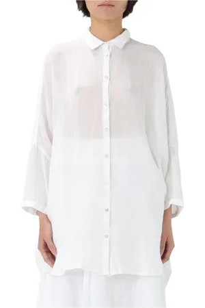 120% Lino Bluser & Skjorter, Dame, Hvid, XS, Linned, Beige Linned Oversized Skjorte