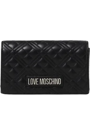 Moschino Taske, Dame, Sort, ONE SIZE, Uld, Stilfuld Quiltet Logo Clutch Taske