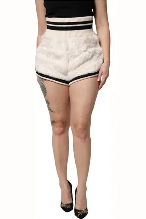 Dolce & Gabbana Shorts, Dame, Hvid, M, Faux Fur, Hvid Falsk Pels Højtaljede Hot Pants