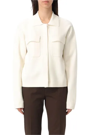 Max Mara Strik, Dame, Hvid, XS, Uld, Hvid Uld Cardigan med Lommer