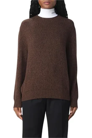 Prada Strik, Dame, Brun, S, Uld, Luksus Uldstrik Pullover Sweater