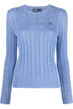 Ralph Lauren Strik, Dame, Blå, M, Lysblå Sweater Kollektion