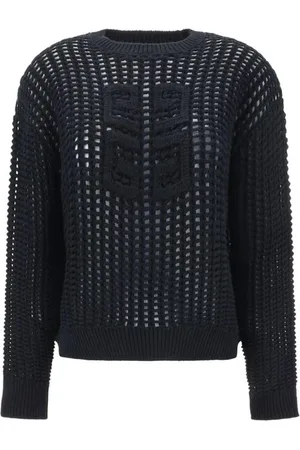 Givenchy Strik, Dame, Sort, S, Cashmere, Quiltet Strik Cashmere Sweater Ikonisk Logo