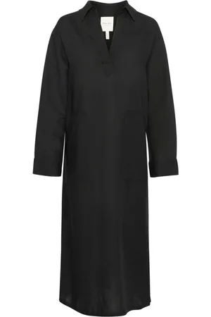 Part Two Kjole, Dame, Sort, 3XL, Uld, Sort Skjortekjole Lollanepw Dr