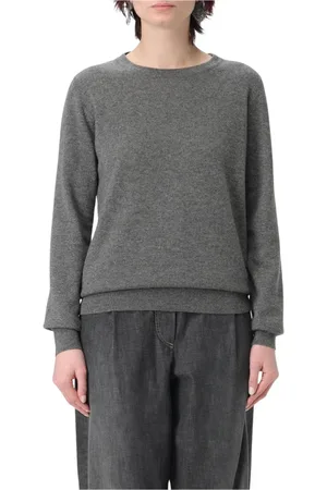 Brunello Cucinelli Strik, Dame, Grå, M, Cashmere, Luksuriøs Cashmere Pullover Sweater