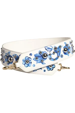 Dolce & Gabbana Taske, Dame, Flerfarvet, ONE SIZE, Uld, Blå Blomstret Læder Stud Skulderrem