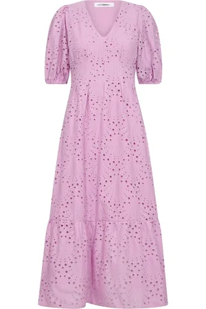 Co`Couture Kjole, Dame, Lyserød, L, Elegant Anglaise Pleat Kjole