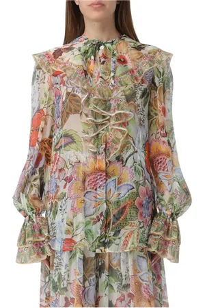 Etro Bluser & Skjorter, Dame, Flerfarvet, XS, Elegant Blomstret Bluse med Rynkede Ærmer