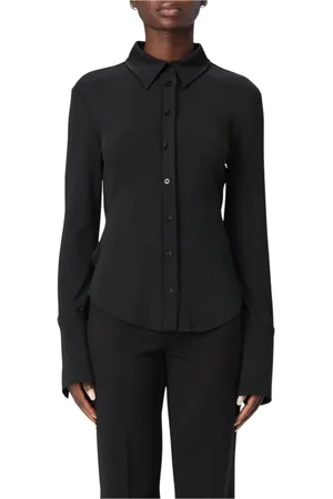 Sportmax Bluser & Skjorter, Dame, Sort, XS, Sort Skjorte med Krave, Elegant og Alsidig