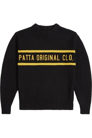 Patta Strik, Herre, Sort, L, Bomuld, Sort Striktrøje Minimalistisk Design