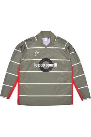 Pop Trading Company Top, Herre, Grøn, S, Stribet Sportif Langærmet T-shirt