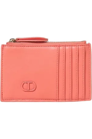 Twin-Set Tilbehør, Dame, , ONE SIZE, Læder, Koralfarvet Mini Taske Kortholder