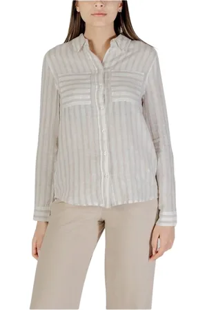 Street one Bluser & Skjorter, Dame, , 3XL, Linned, Stribet Linned Skjorte med Knapper