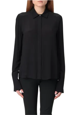 Patrizia Pepe Bluser & Skjorter, Dame, Sort, XS, Hvid Silkebluse Skjorte
