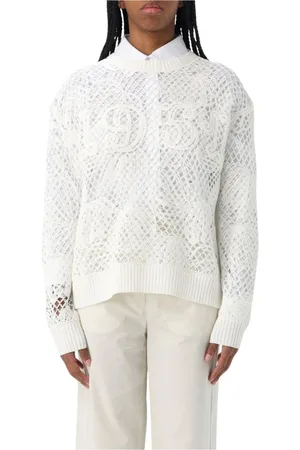 Max Mara Strik, Dame, Hvid, S, Hvid Hæklet Strik Pullover Sweater