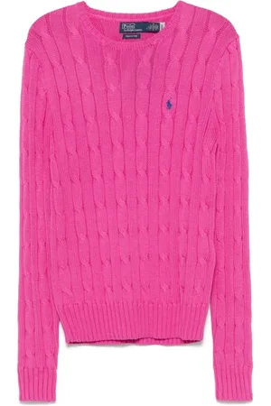Ralph Lauren Strik, Dame, Lyserød, M, Bomuld, Fucsia Sweater Hæv Stil Komfort Elegance