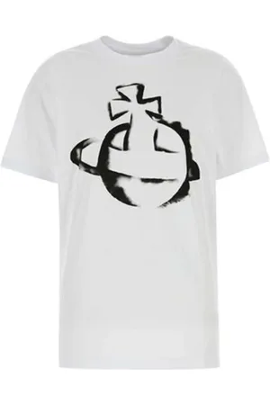 Vivienne Westwood Top, Dame, Hvid, S, Bomuld, Hvid Stencil Orb Classic T-shirt