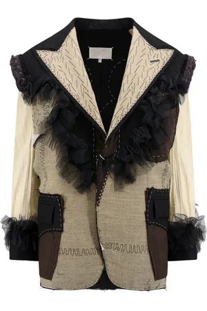 Maison Margiela Jakke, Dame, Sort, S, Uld, Sort Uld Mohair Blazer med Tyl