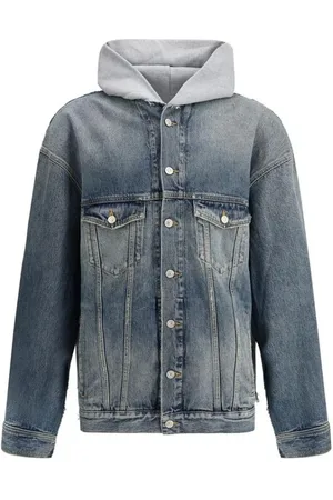 Balenciaga Jakke, Herre, Blå, M, Denim, Oversized Denim Hoodie Jakke