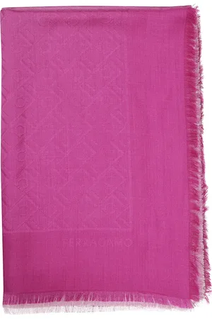 Salvatore Ferragamo Tilbehør, Dame, Lyserød, ONE SIZE, Uld, Jacquard Uld Silke Blandet Tørklæde