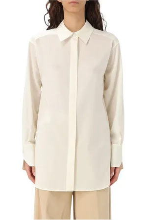 HUGO BOSS Bluser & Skjorter, Dame, Hvid, M, Elegant Hvid Silkebluse Skjorte
