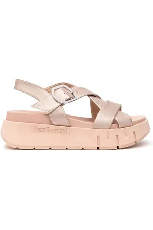 Nero Giardini Sko, Dame, Lyserød, 39 EU, Læder, Rosa Læder Sandaler Platform Spænde Lukning