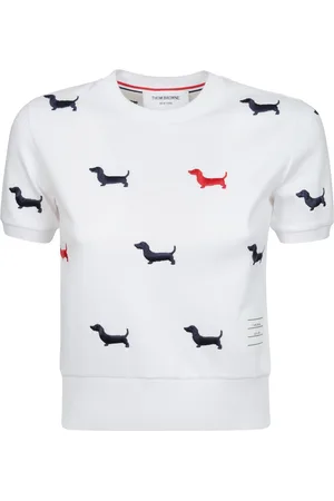 Thom Browne Top, Dame, Hvid, 2XS, Bomuld, Ribbed Cuff T-shirt