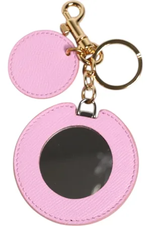 Dolce & Gabbana Tilbehør, Dame, Lyserød, ONE SIZE, Uld, Læder Guld Logo Nøglering