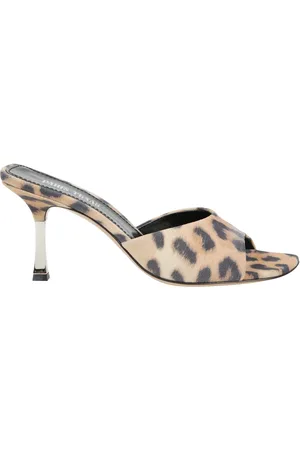 PARIS TEXAS Sko, Dame, Flerfarvet, 40 EU, Læder, Leopard Print Open Square Toe Mules