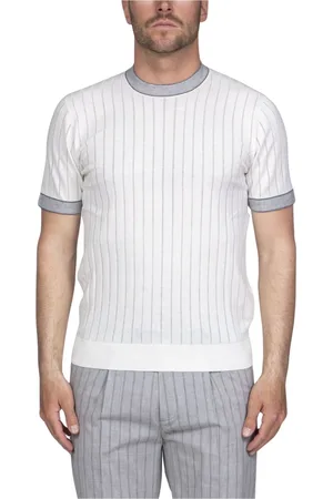 Paolo Pecora Strik, Herre, Hvid, XL, Creme Crewneck Sweater Herre Stil