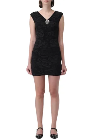 BLUMARINE Kjole, Dame, Sort, L, Elegant Rose Print Mini Dress