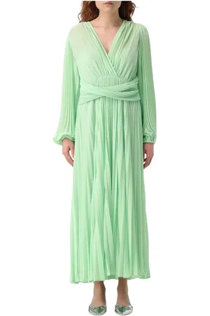 Twin-Set Kjole, Dame, Grøn, M, Polyester, Elegant Maxi Kjole V-Hals