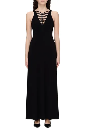 Emporio Armani Kjole, Dame, Sort, L, Uld, Blå Maxi Kjole Elegant Stil