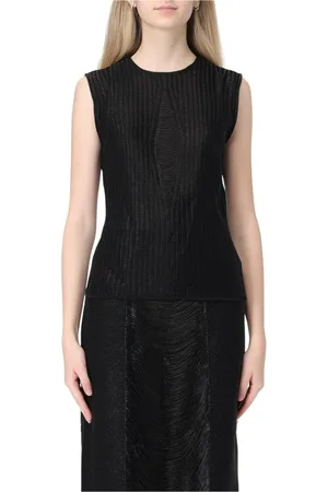 Alexander McQueen Strik, Dame, Sort, S, Sort Tekstureret Strik Ærmeløs Top