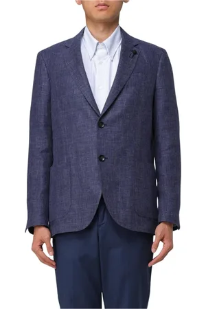 LARDINI Jakke, Herre, Blå, L, Bomuld, Blå Linned Bomuld Blazer