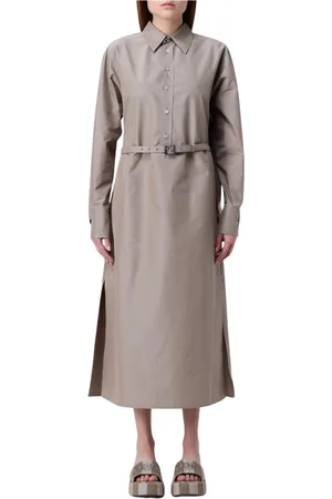 Fendi Kjole, Dame, , XS, Bomuld, Elegant Bælte Skjortekjole Midi